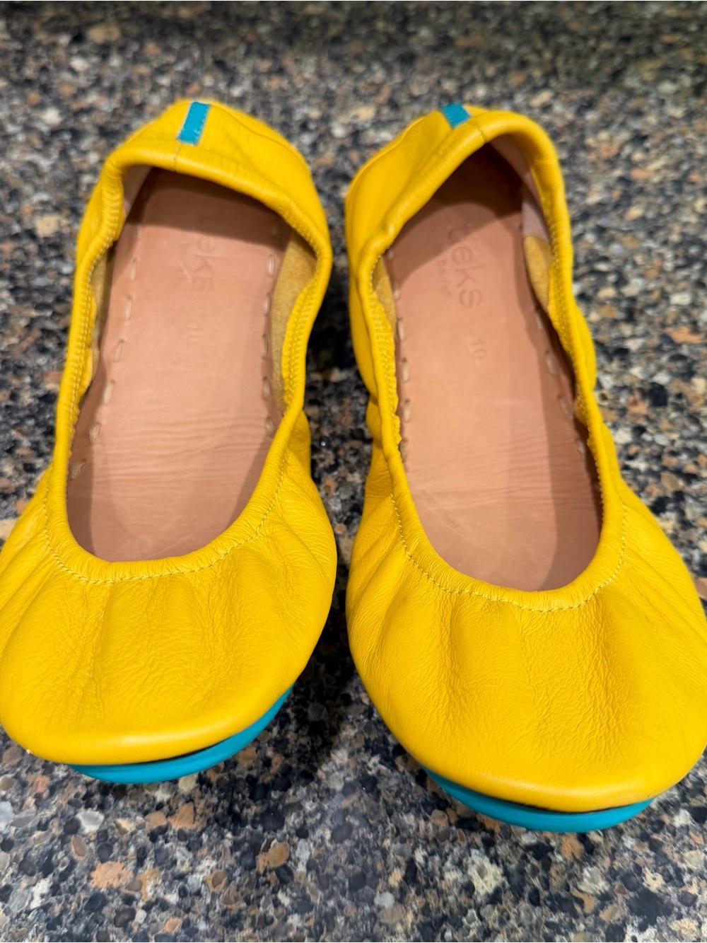 Yellow Tieks  Ballet Flats with Teal Accent size 10 - Picture 8 of 9